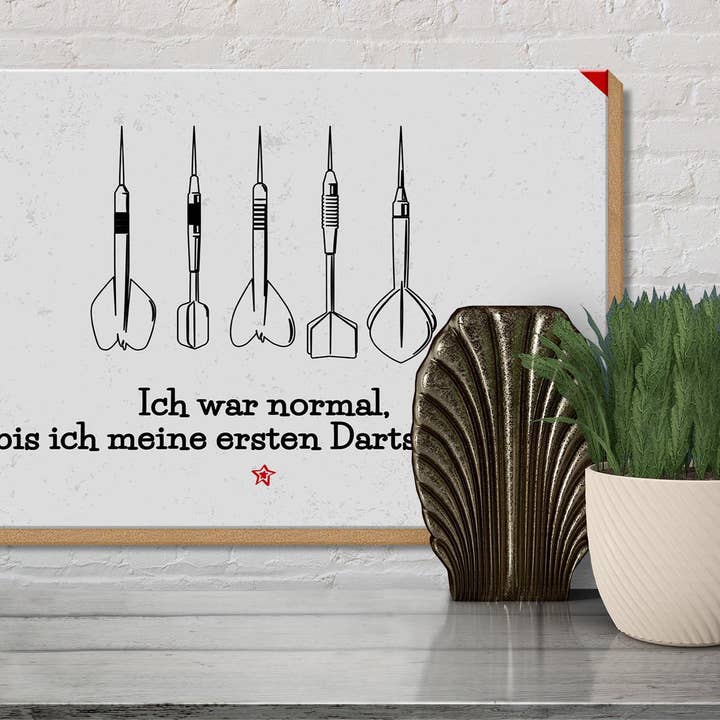 Femer - Wholesale Sign - Wooden sign saying Dart Ich war normal bis ich darts 30x20 cm sign3