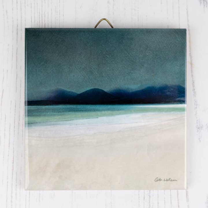 Horgabost Harris Gift Boxed 4.25" ceramic tile for wholesale by Cath Waters Scottish Landscapes