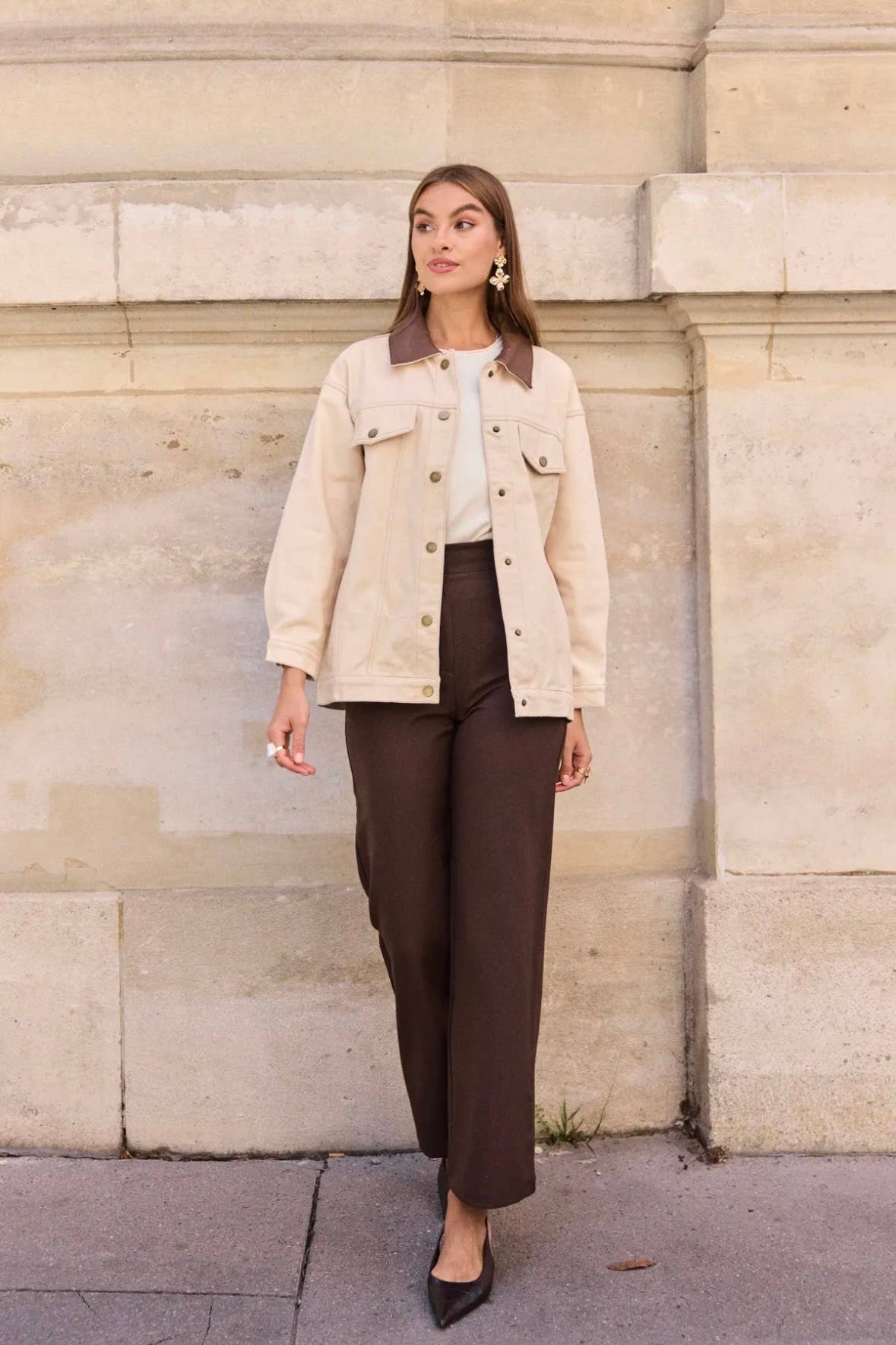 Frime - Wholesale Denim Jacket - Women's - Denim jacket with leather collar - 56741