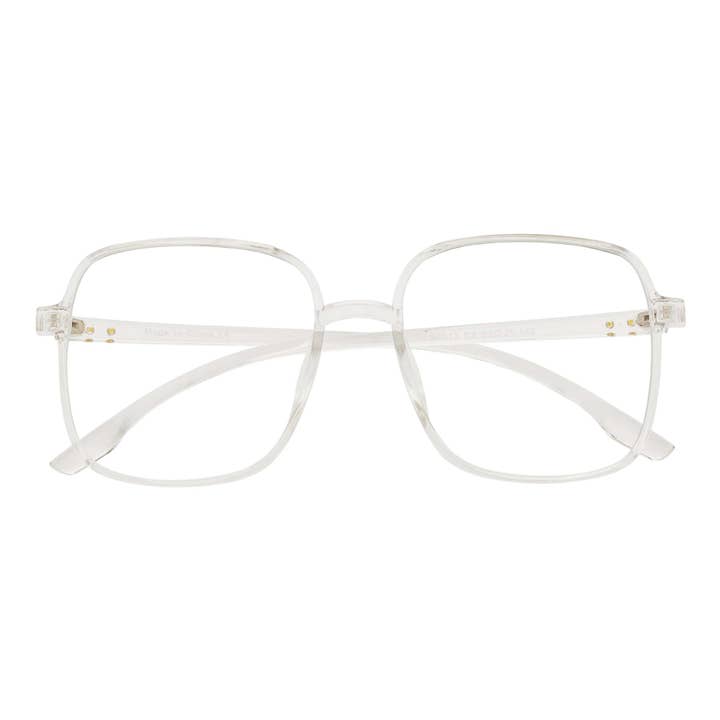 OTAKU - Grandes lunettes carrées Lunettes anti-lumière bleue Monture en cristal Verres transparents pour la vente par Morspecs