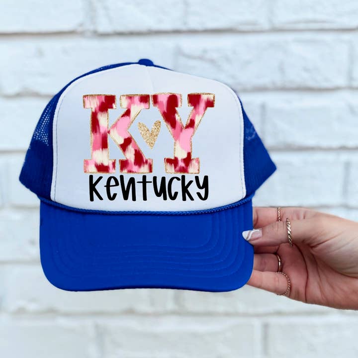 Watercolor Kentucky Valentine’s Day Trucker Hat Wildcats for wholesale by Gia Gifts Boutique