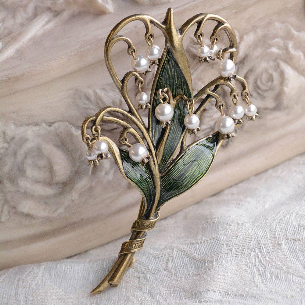 Sweet Romance Jewelry - Wholesale Brooch - Lily of the Valley Brooch P5850