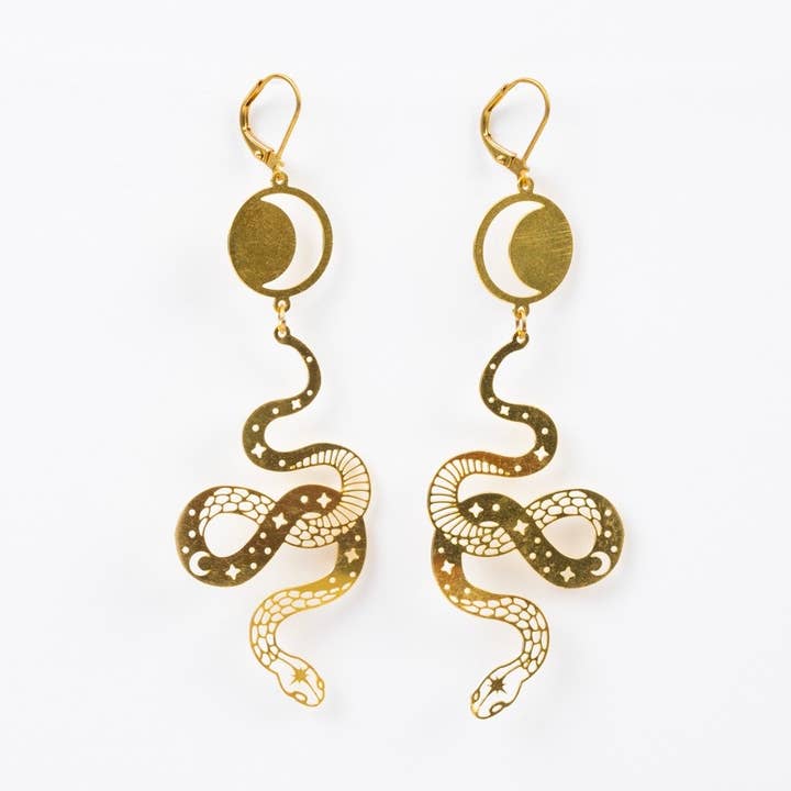 Boucles d'oreilles serpent céleste en or pour la vente par Altiplano