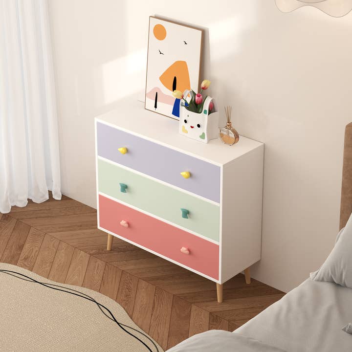 39F Inc. - Wholesale Bedroom Furniture - Colorful Kids 3-Drawer Dresser Storage Cabinet for Bedroom12