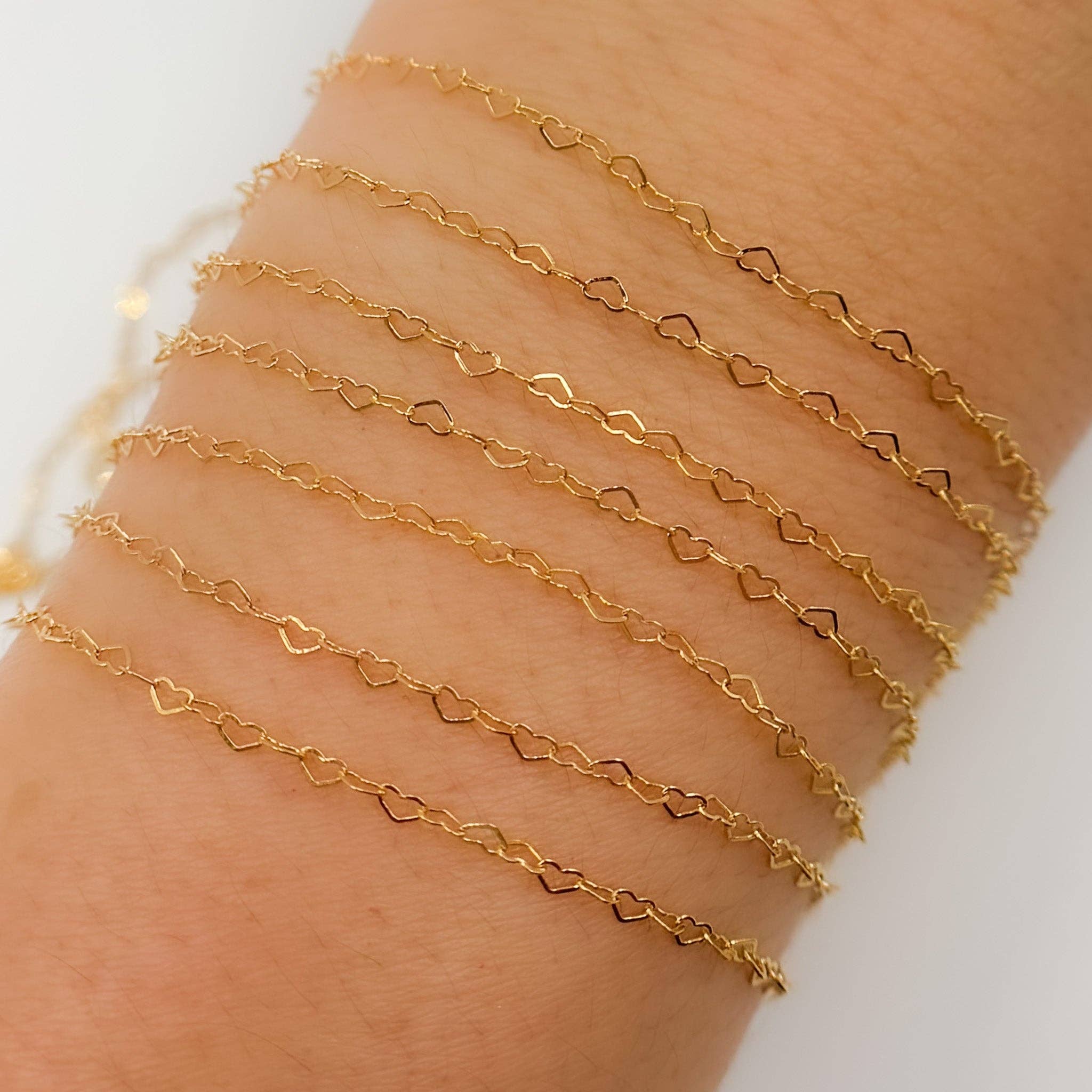 Jewels & Chains - Wholesale Link & Chain Necklace - 25F/SP-14K. 14K Yellow Solid Gold Flat Heart Link Chain4