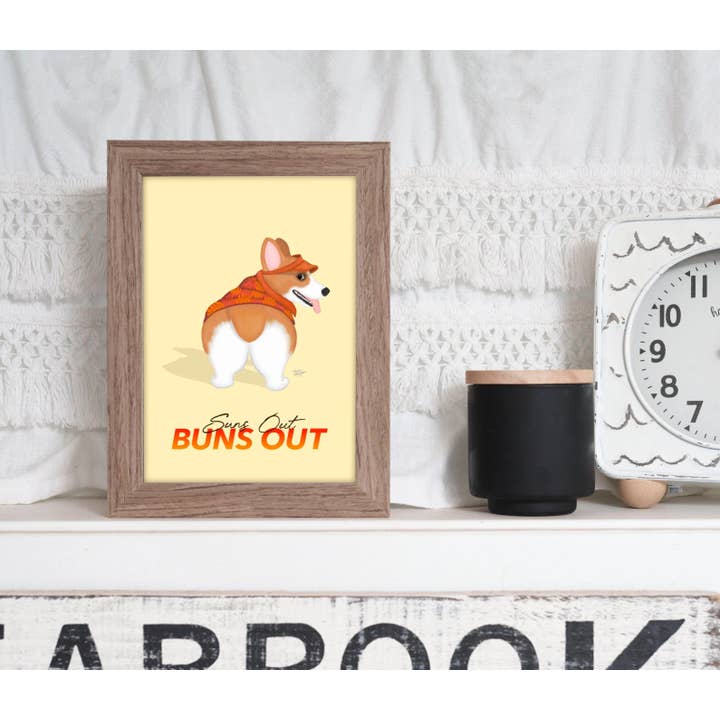 Laura Bergsma Studio - Wholesale Art Print - Corgi Dog Art Print, Suns Out Buns Out7