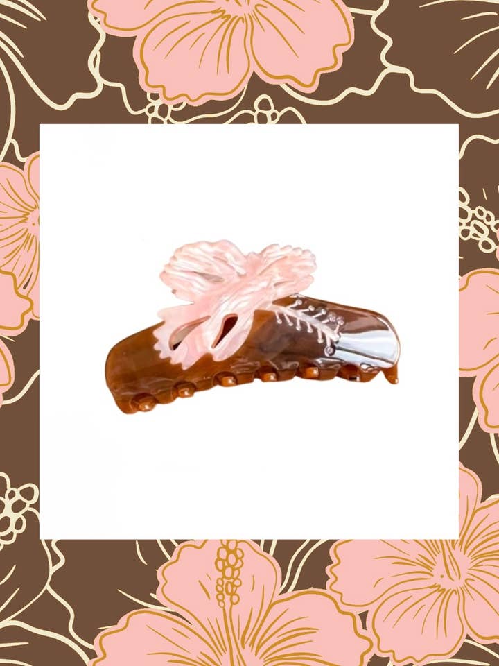Retro Hibiscus Claw Clip for wholesale by The Coconut Collective