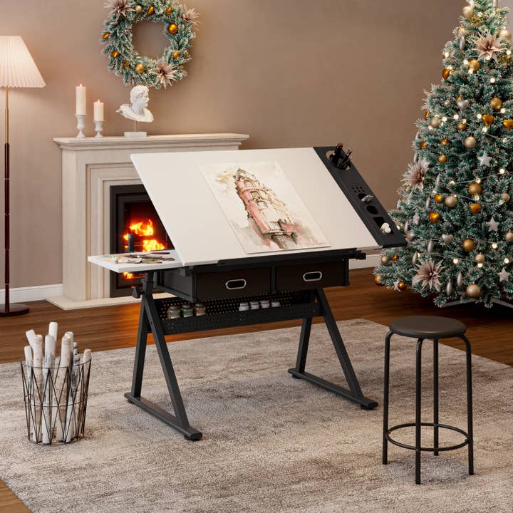 HOMYCASA DESIGN INC - Wholesale Desk Set - Garage Workstation Adjustable Drafting Table with 2 Drawers8