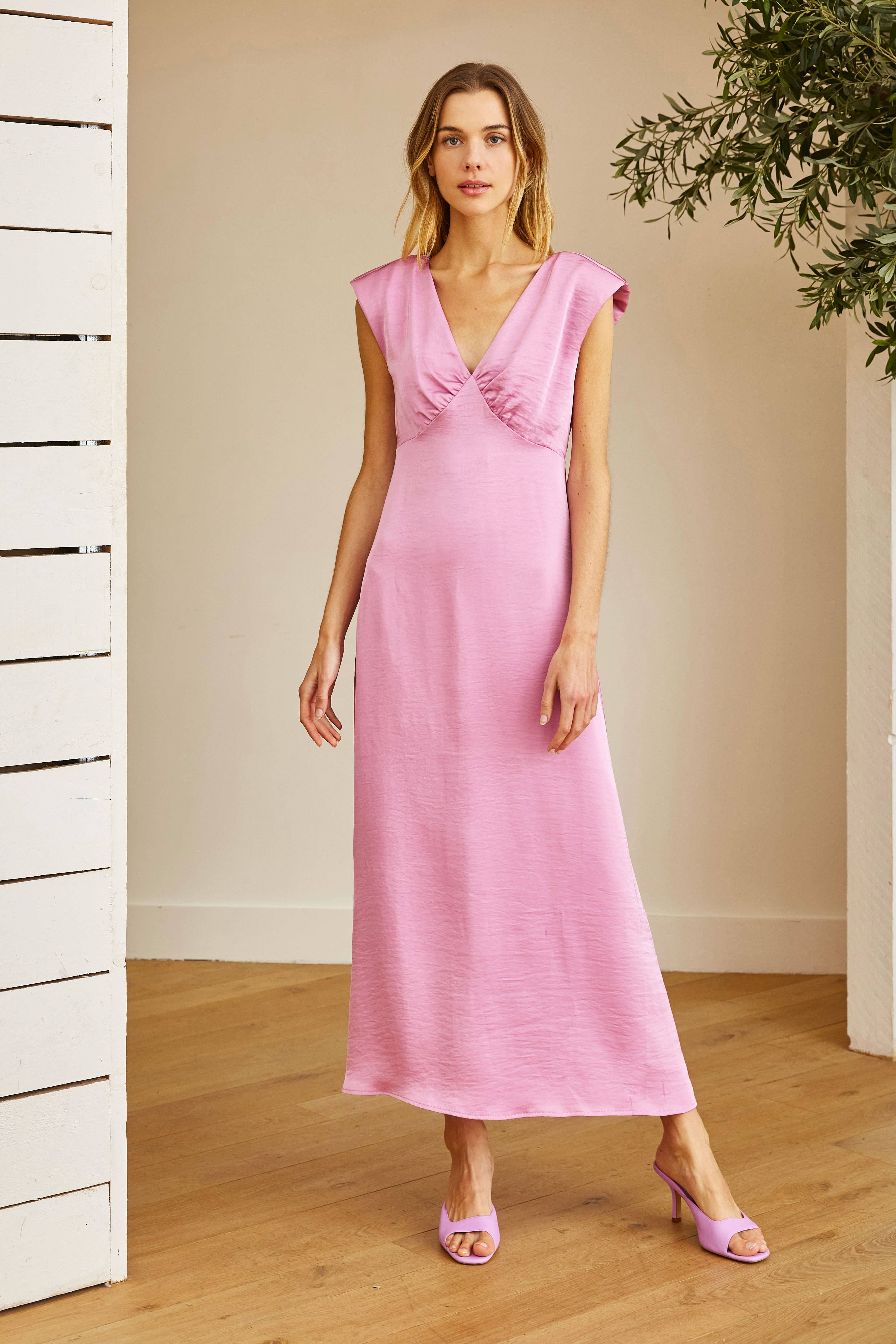 ELLI WHITE – Vestido - Mulher por atacado – Vestido comprido de cetim premium13