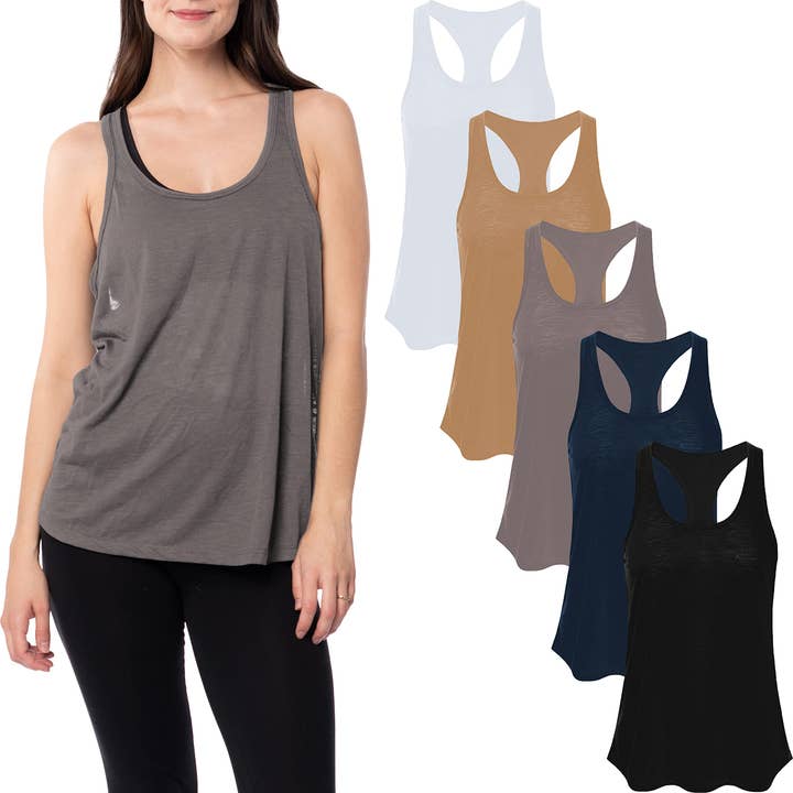 I-Wear Brands – Großhandel Tanktop – Damen – 5er-Pack Racerback-Tanktops aus Rayon-Stretch für Damen