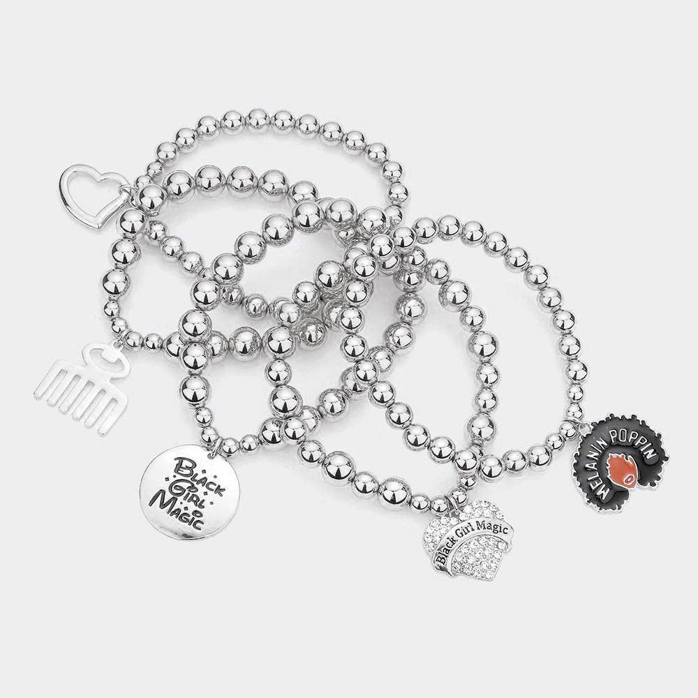 Sensibling Corp. - Vente Parures de bijoux - 5PCS - Magie des Filles Noires Divers Charms Multi Couches Élastique7