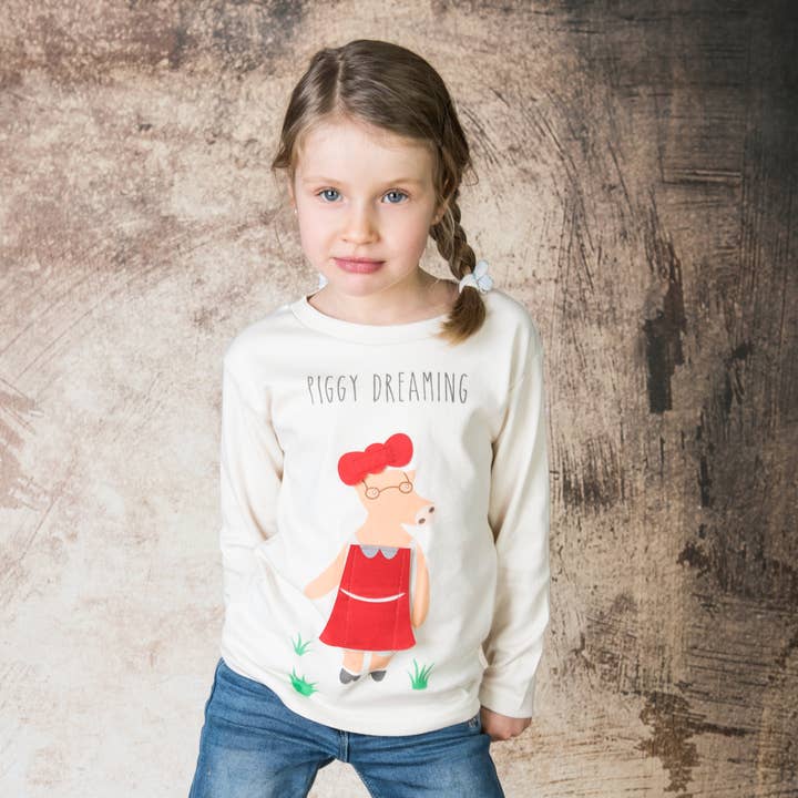 Pamboo - Venta al por mayor Camiseta - Niños - Camiseta divertida «Piggy Dreaming» para niños de 5 personajes