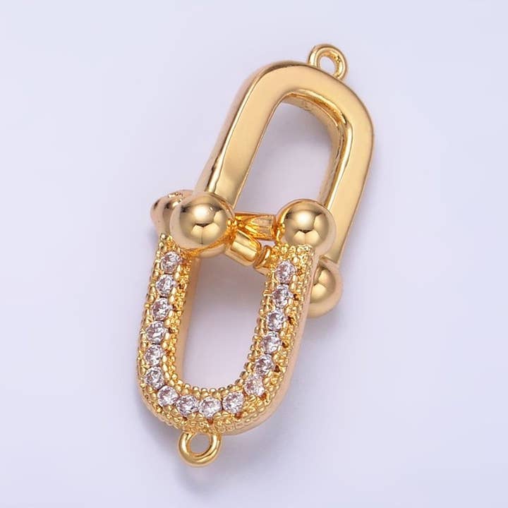 24K Gold Filled Micro Paved CZ Chain Link Connector | Z1056 for wholesale by Aim Eternal