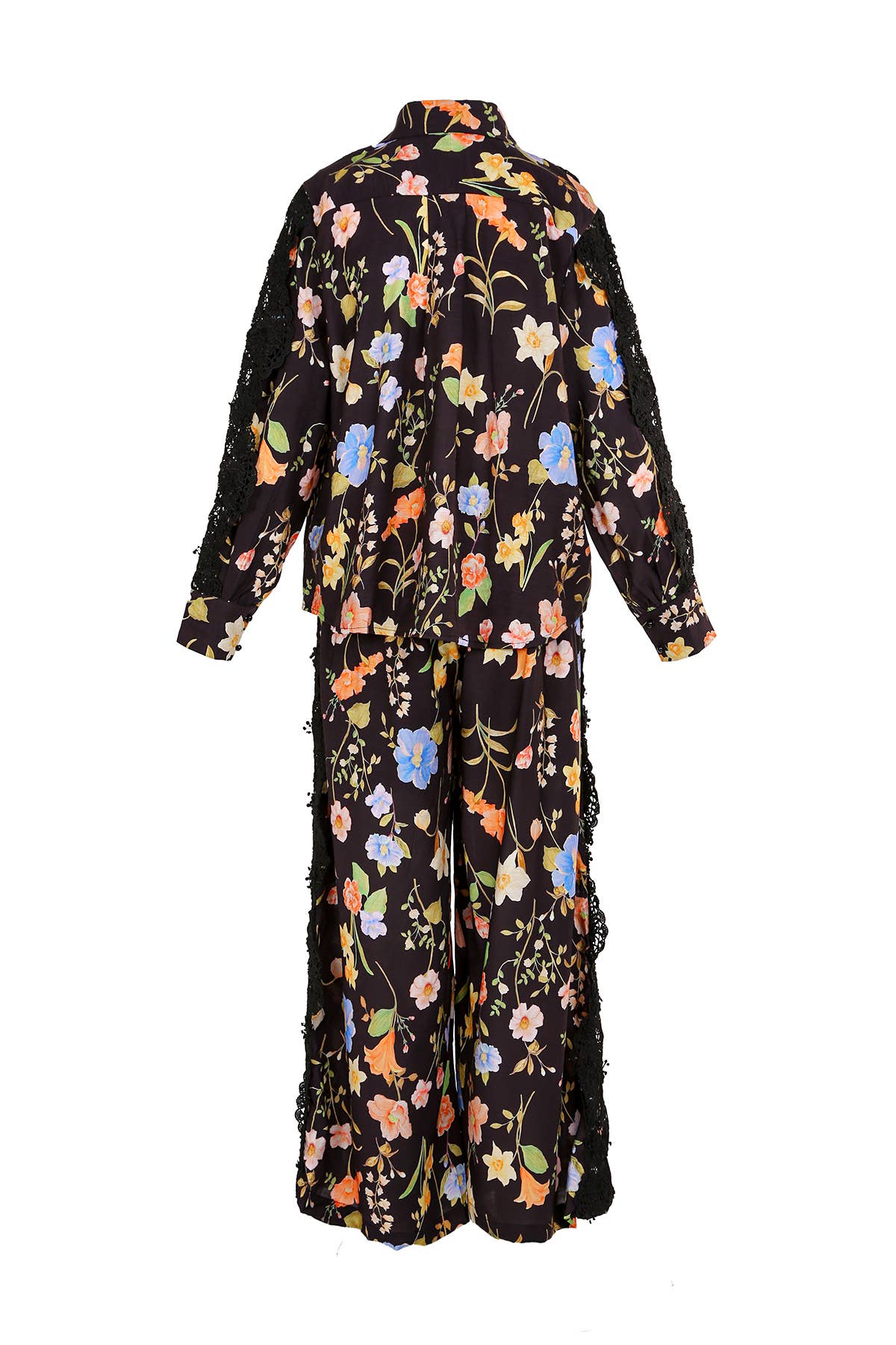 Black Floral Printed & Embroidered Top & Pants Set PC6441 for wholesale on Faire6