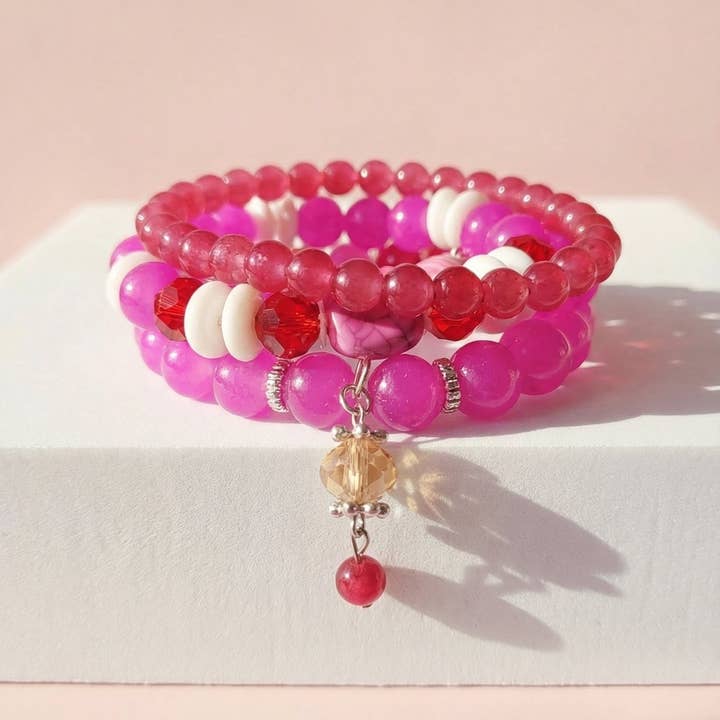 Arya Jewellery Wholesale – wholesale Jewellery set – Crystal Charm Ceramic Beaded Bracelet Set3