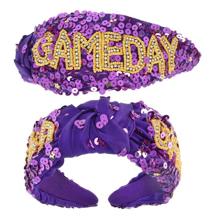 SP Sophia Collection - Wholesale Fashion Headband - Women's - Game Day Top Knotted Jeweled Beaded Headband