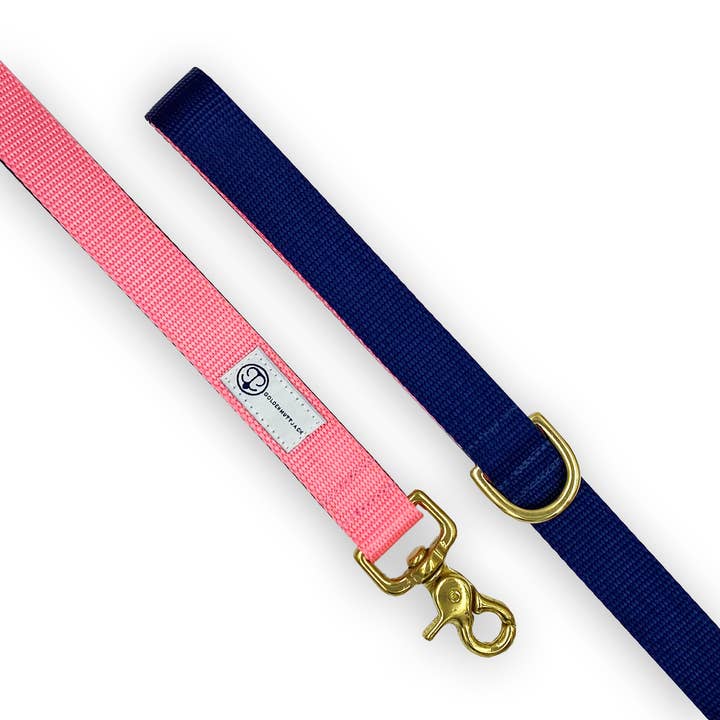 Navy + Pink Leash for wholesale by Golden Mutt Jack