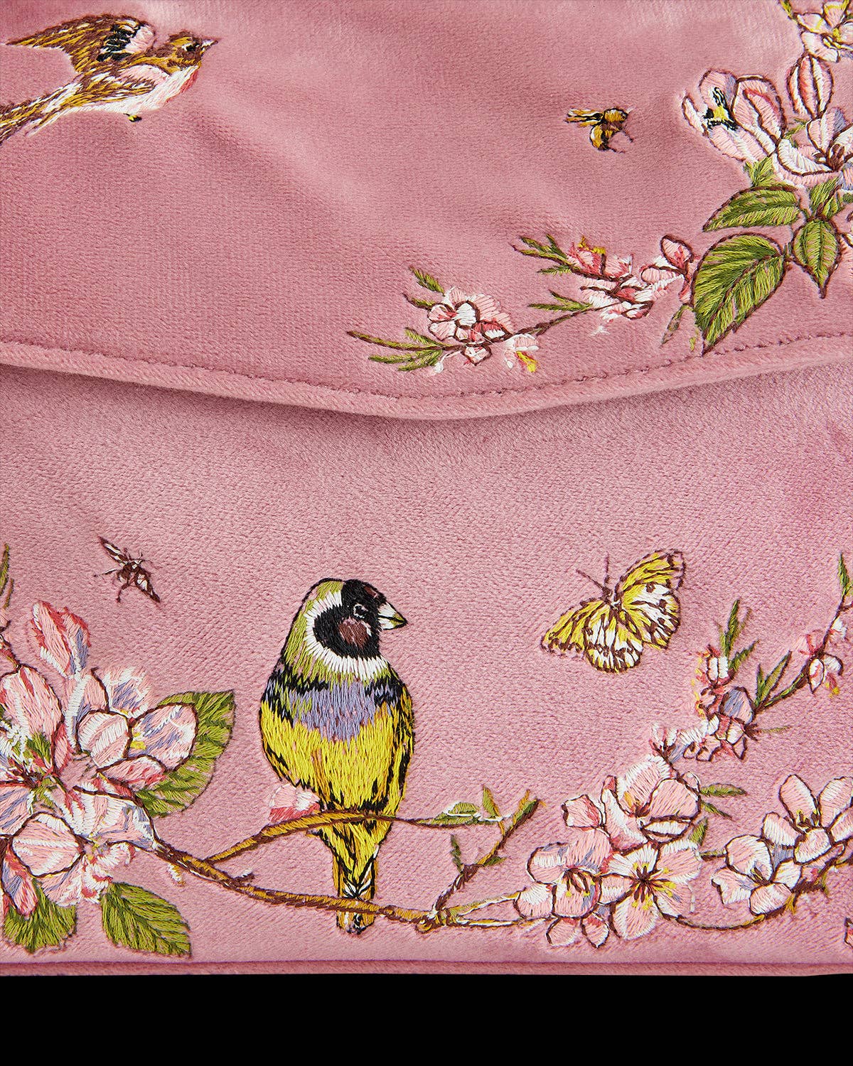 Fable England - Wholesale Tote Bag - Women's - Morning Song Bird Embroidered Mini Pink Tote - UK, US & EU5