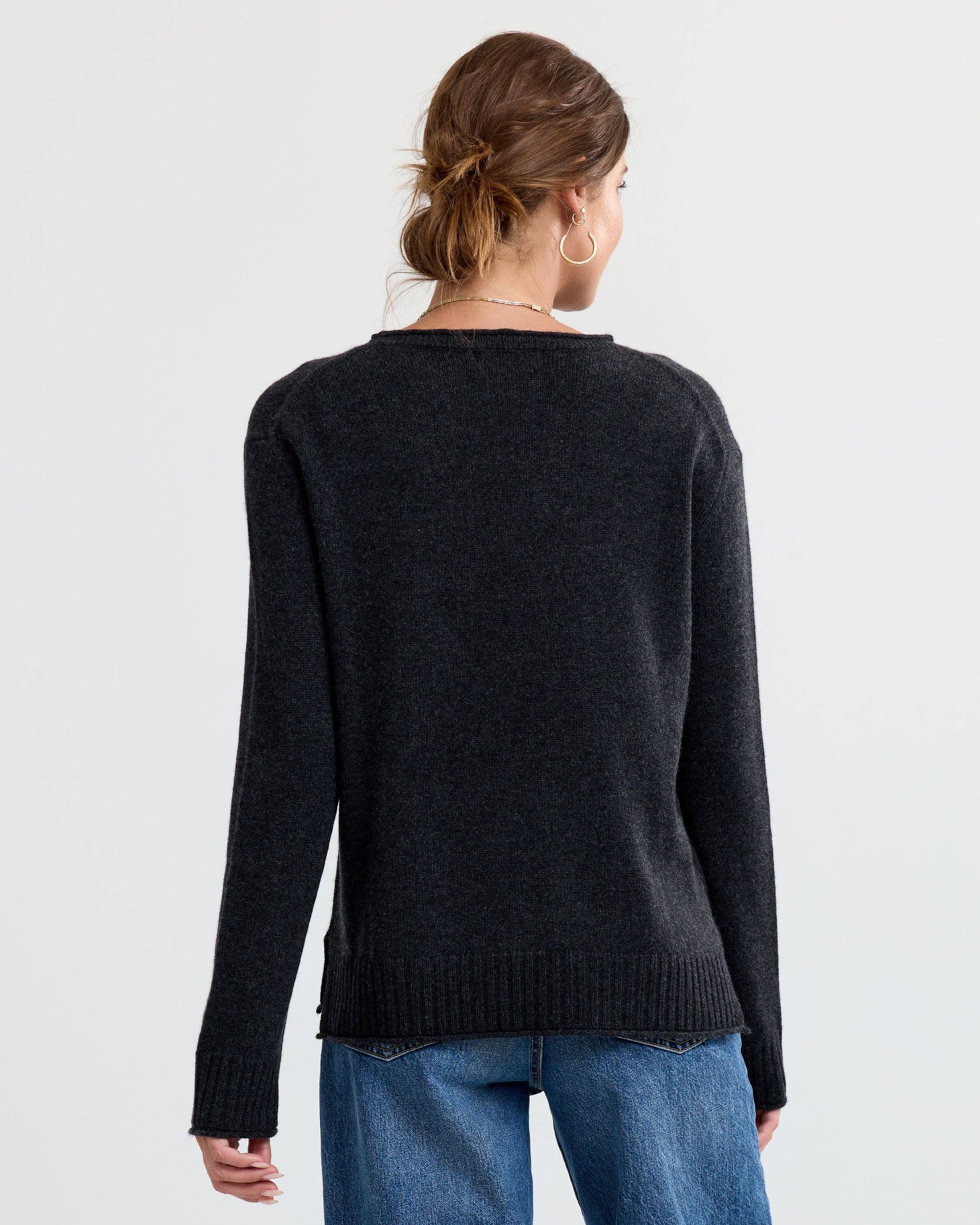 Charcoal Essential Cashmere Crew for wholesale on Faire4