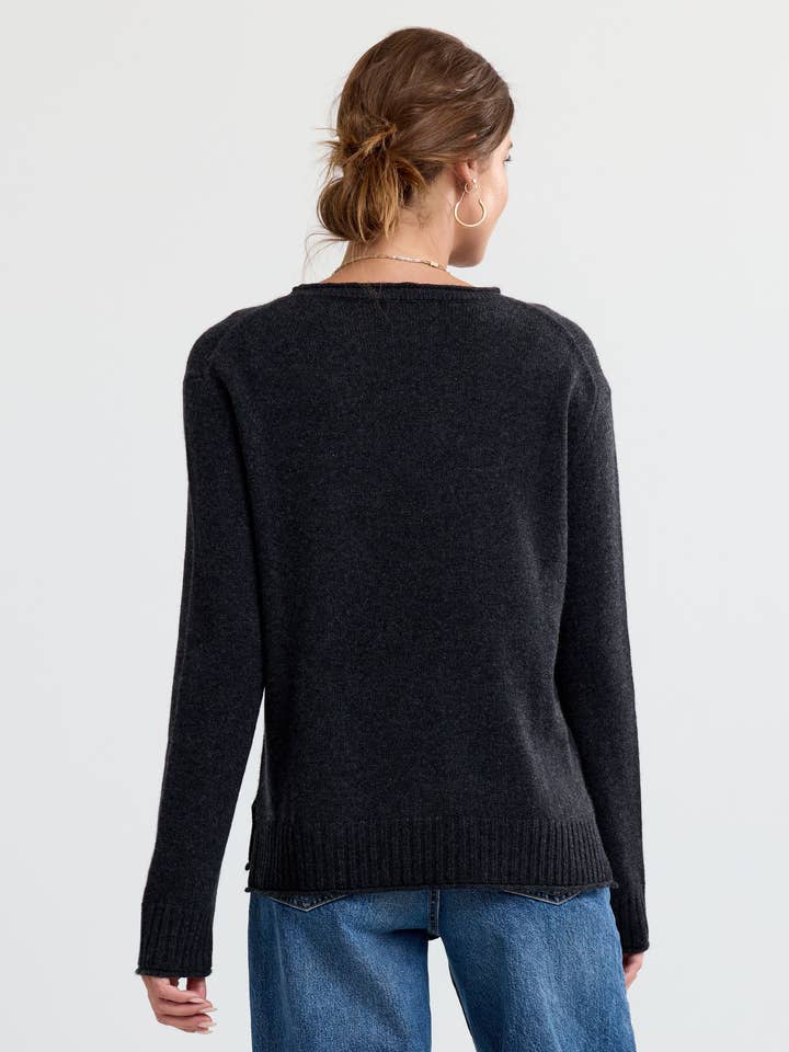 Charcoal Essential Cashmere Crew for wholesale on Faire4