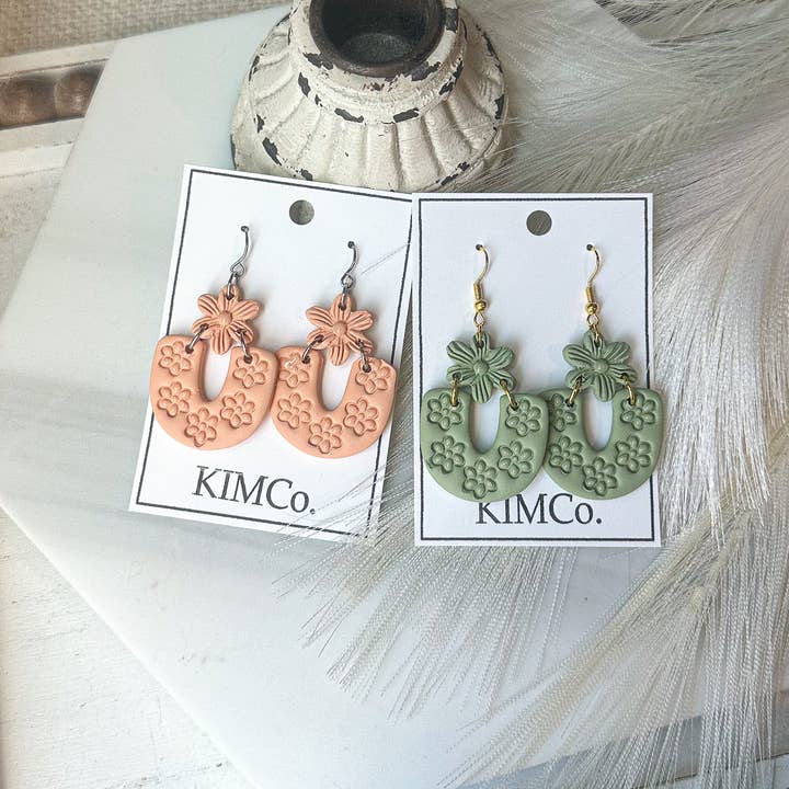 Polymer Clay Earrings - Everyday - Daisy Drop for wholesale by KIMCo.