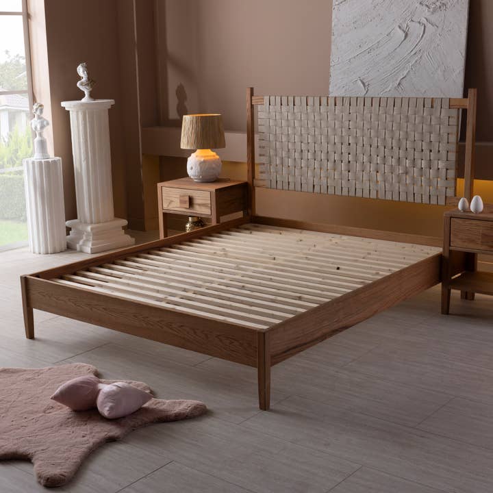 Halohope, LLC - Wholesale Bedroom Furniture - Handmade Oak Bedframe with Leather Details1