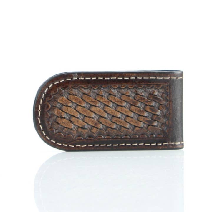 Leather Impressions Inc - Wholesale Money Clip - Unisex - American Bison Tooled Leather Magnetic Money Clip