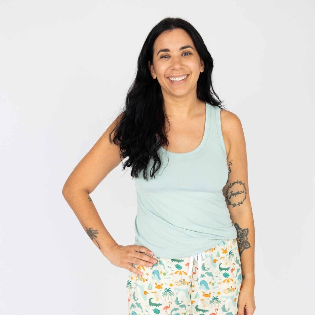 Emerson and Friends – Großhandel Schlafanzugoberteil – Damen – Blue Surf Schlafhose für Erwachsene, Bambus-Pyjamas, für Damen1