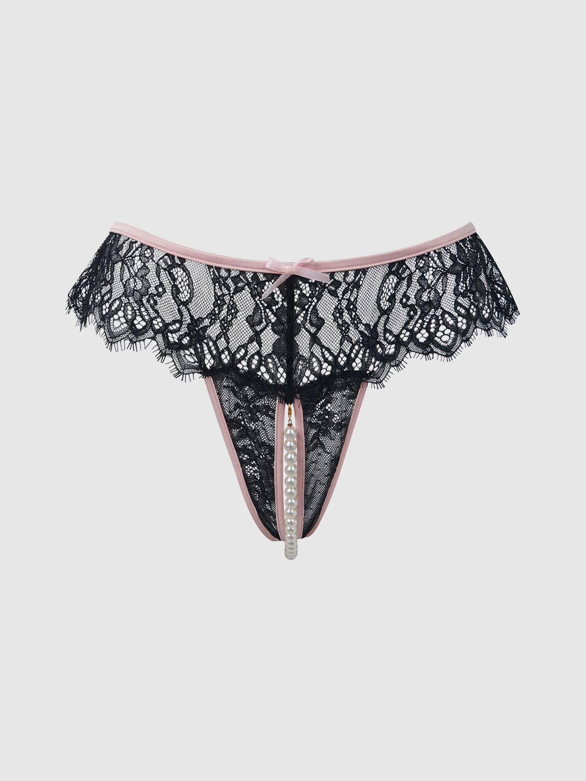 House of Desire - Wholesale Underwear - Women's - JOCELYN LACE & PEARL CROTCHLESS THONG3