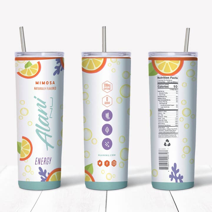 Alani Mimosa 20oz Straight Tumbler Transfer for wholesale by Rustic Pineapple