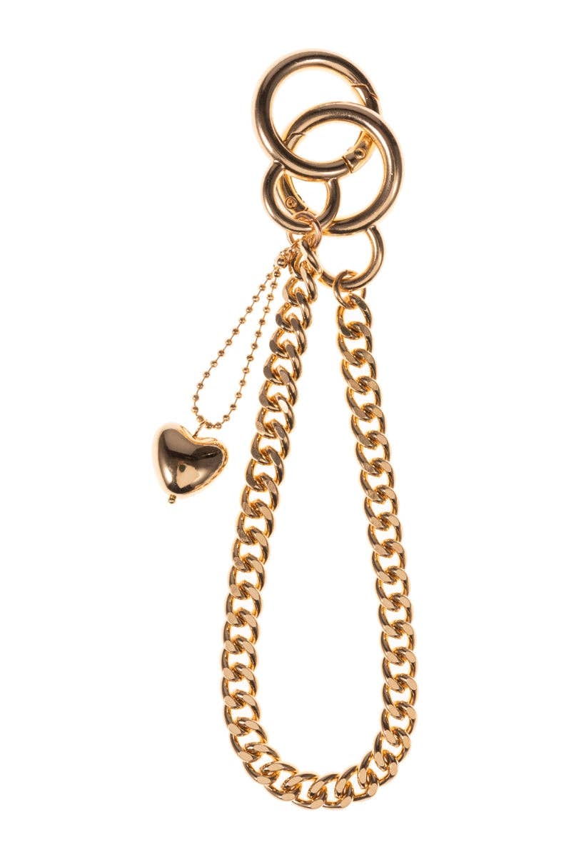 GD Metal Chain With Heart Bag Charm Keychain for wholesale on Faire2