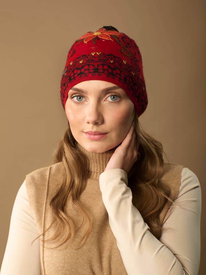 Cappello Emilia Alpaca | Cappello in alpaca ricamato a mano per la vendita all'ingrosso da parte di WUAMAN - Alpaca