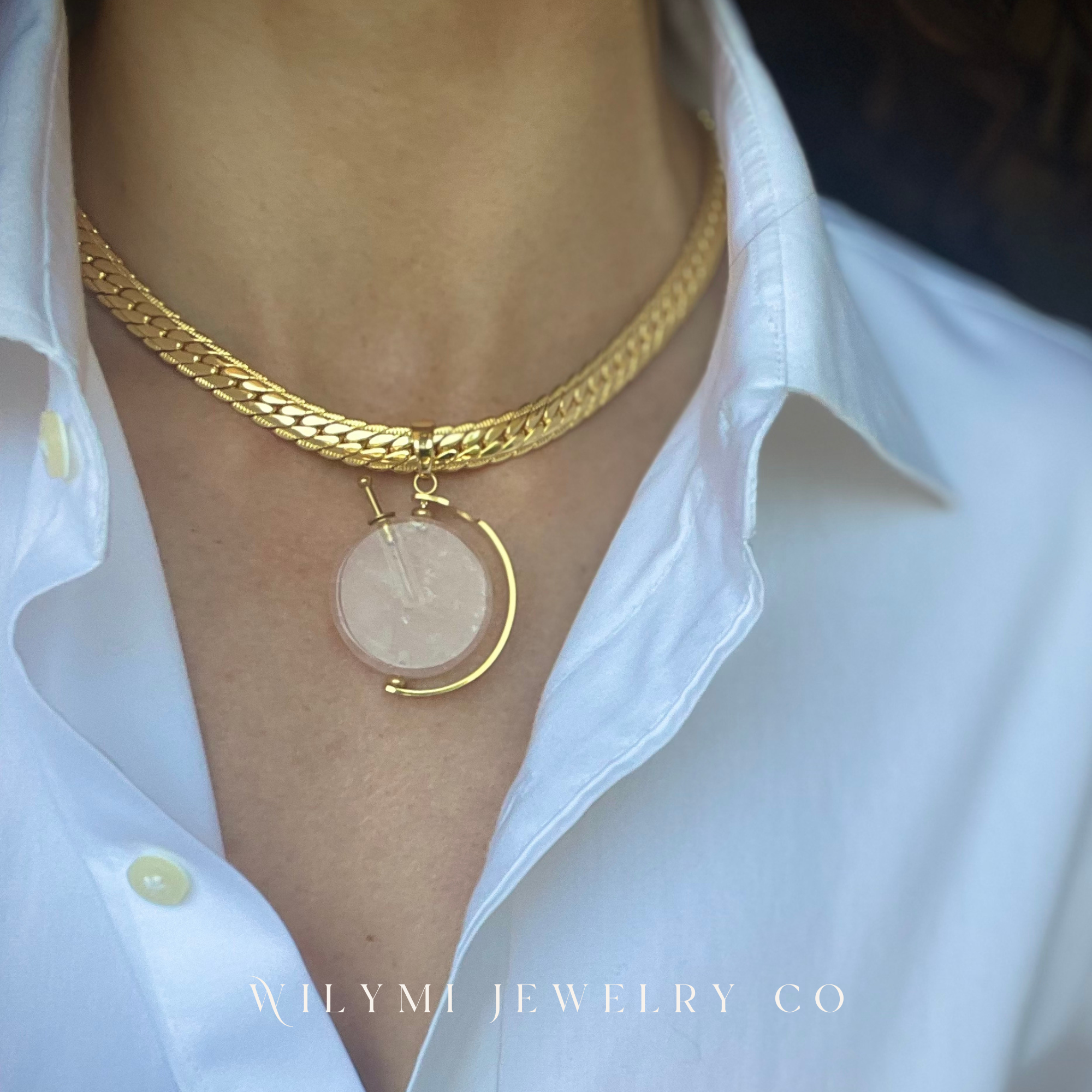 WILYMI Jewelry Co - Wholesale Aromatherapy Necklace - PRESENCE Rose Quartz Aromatherapy Necklace | 24k GF4