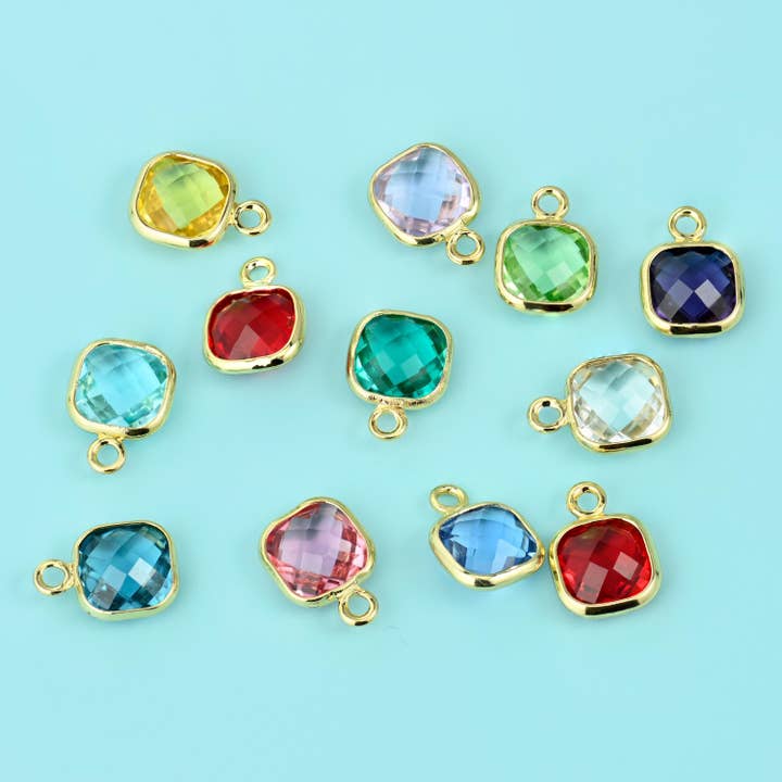 18K Gold Filled Faceted Square Zircon Charms for DIY Jewelry Making Supply for wholesale by Mycrazycrystal
