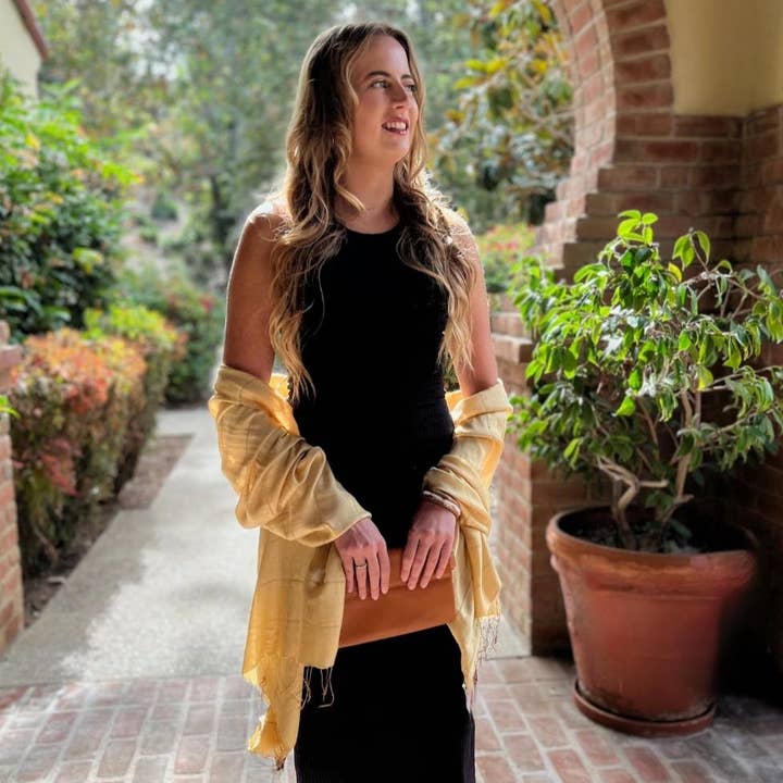 Humble Hilo Silk Blend Scarf with Subtle Stripes for wholesale by Humble Hilo