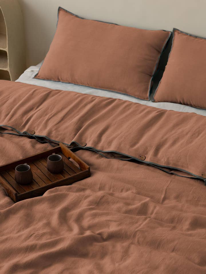 Housse de couette en lin gris pour travaux d'aiguille – Minimaliste pour la vente par Live Linen