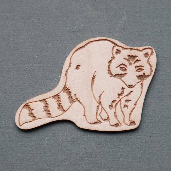 Wood sticker raccoon for wholesale by Papurino