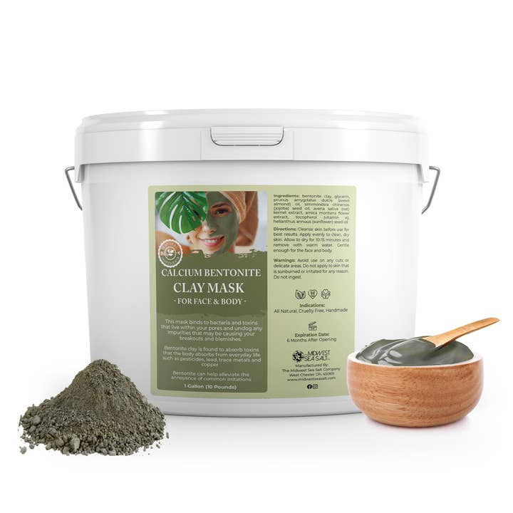The Midwest Sea Salt Company - Wholesale Skincare Face Mask - Calcium Bentonite Clay Mask - 10lbs (128oz)