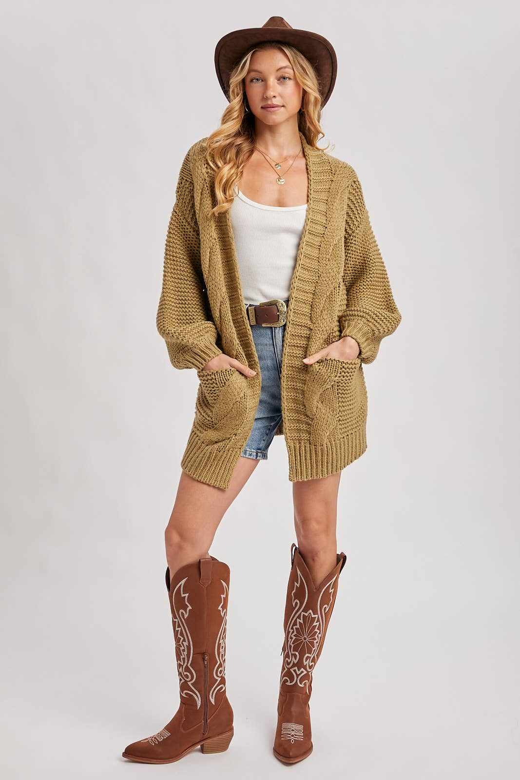 Bluivy - Vente Cardigan – femme - CARDIGAN À MANCHE LANTERNE À CÂBLE16