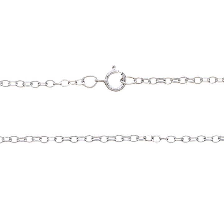 Flat Cable Chain 2mm 18" with Spring Ring - Sterling Silver for wholesale by Kamal