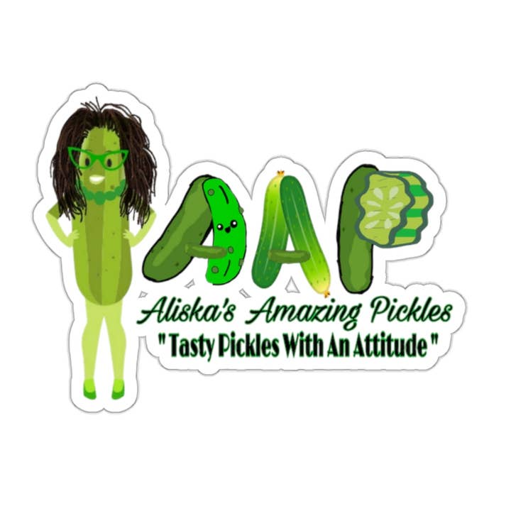 Pegatinas Kiss-Cut - Los Increíbles Pepinillos de Aliska, Pegatinas para Amantes de la Comida, Etiquetas para Tarros, Calcomanías de Pepinillos Lindos, Set de Pegatinas Impermeables para venta al por mayor de Aliska's Amazing Pickles