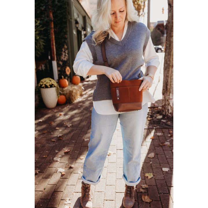 R.Riveter - Wholesale Crossbody bag – Women's - Betsy Bucket Bag | Rust Suede + Brown9