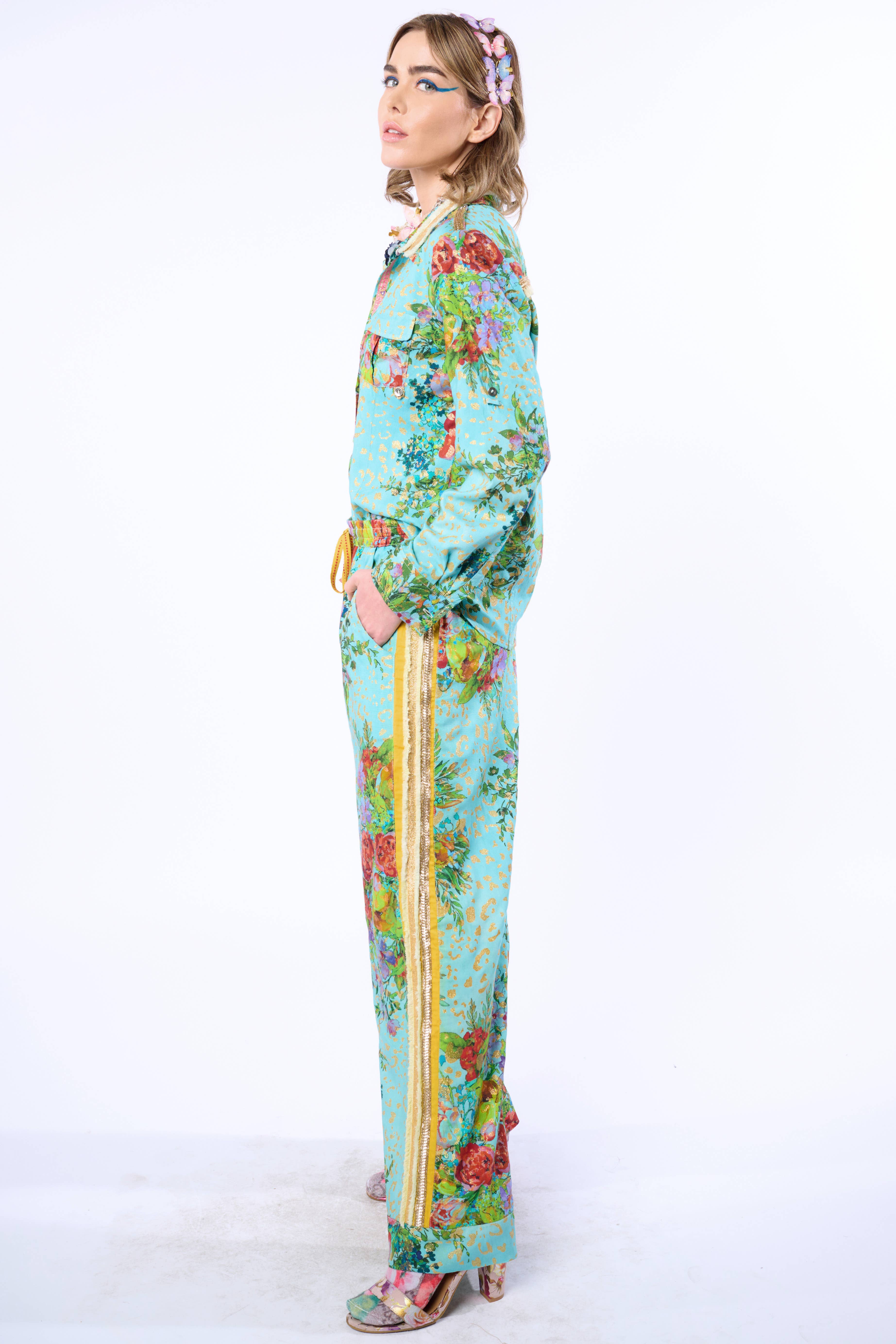 Imprimé Aqua Pantalon Cordelia en vente sur Faire5