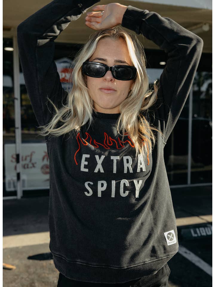 Pyknic - Wholesale Graphic Sweatshirt - Unisex - Extra Spicy Chainstitch & Felt Crewneck Sweatshirt