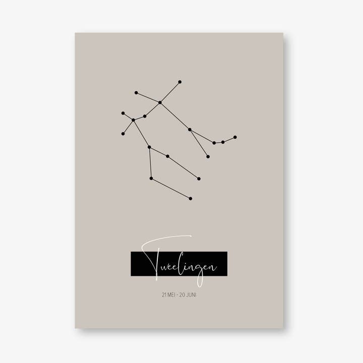 Zodiac sign card A5 - Gemini for wholesale by MOODZ design