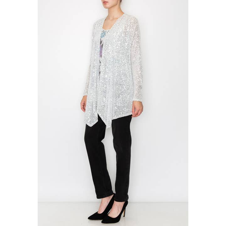 ALL SEQUIN KOFTA-4637 SILVER för wholesale av Origami Apparel ~ Lace and Crochet inspired