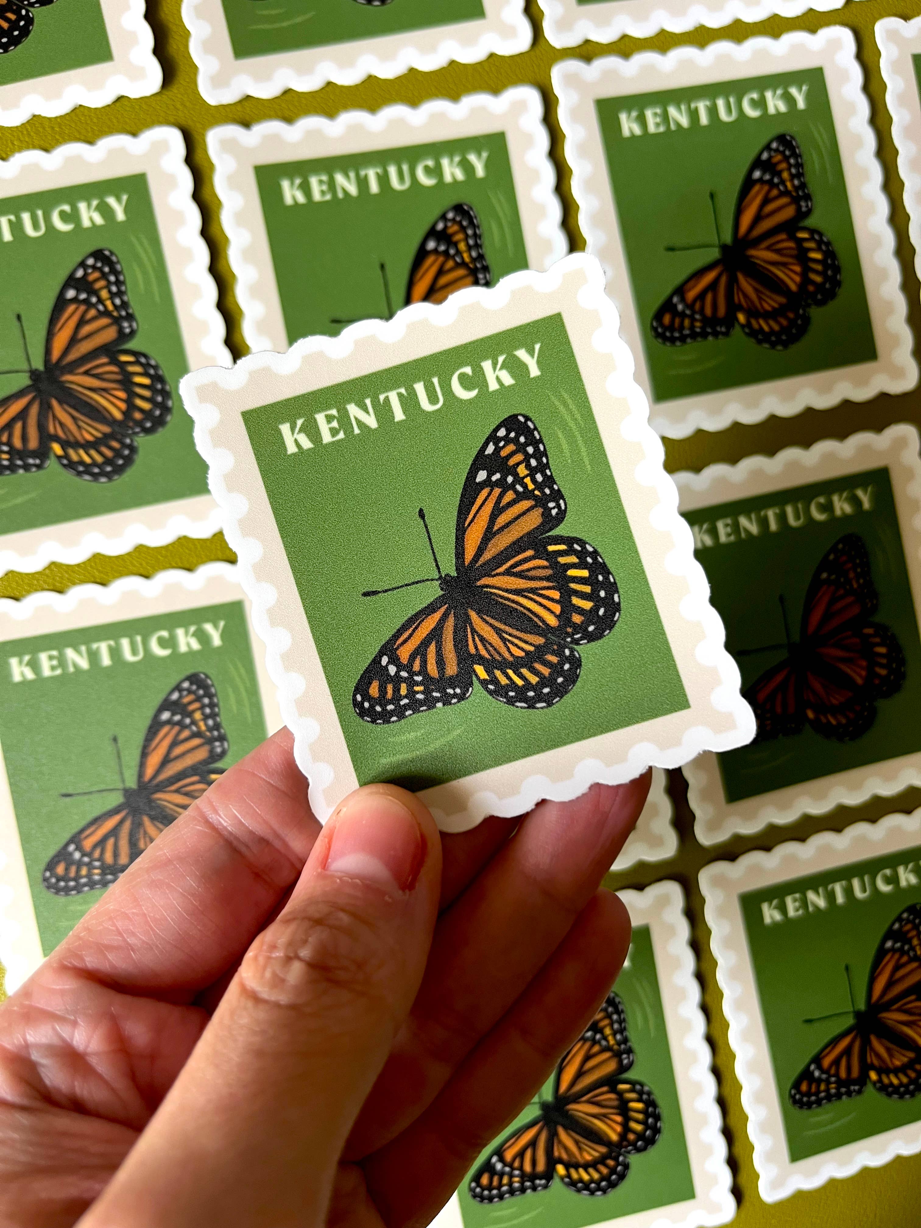 Jessica Holly Creative - Wholesale Sticker - Kentucky State Butterfly Stamp Style Vinyl Sticker, 2.5in 6