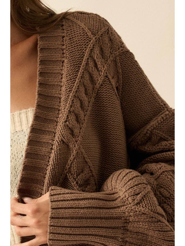 Promesa USA - Wholesale Cardigan – Women’s - Cable-Knit Oversize Balloon-Sleeve Cardigan7