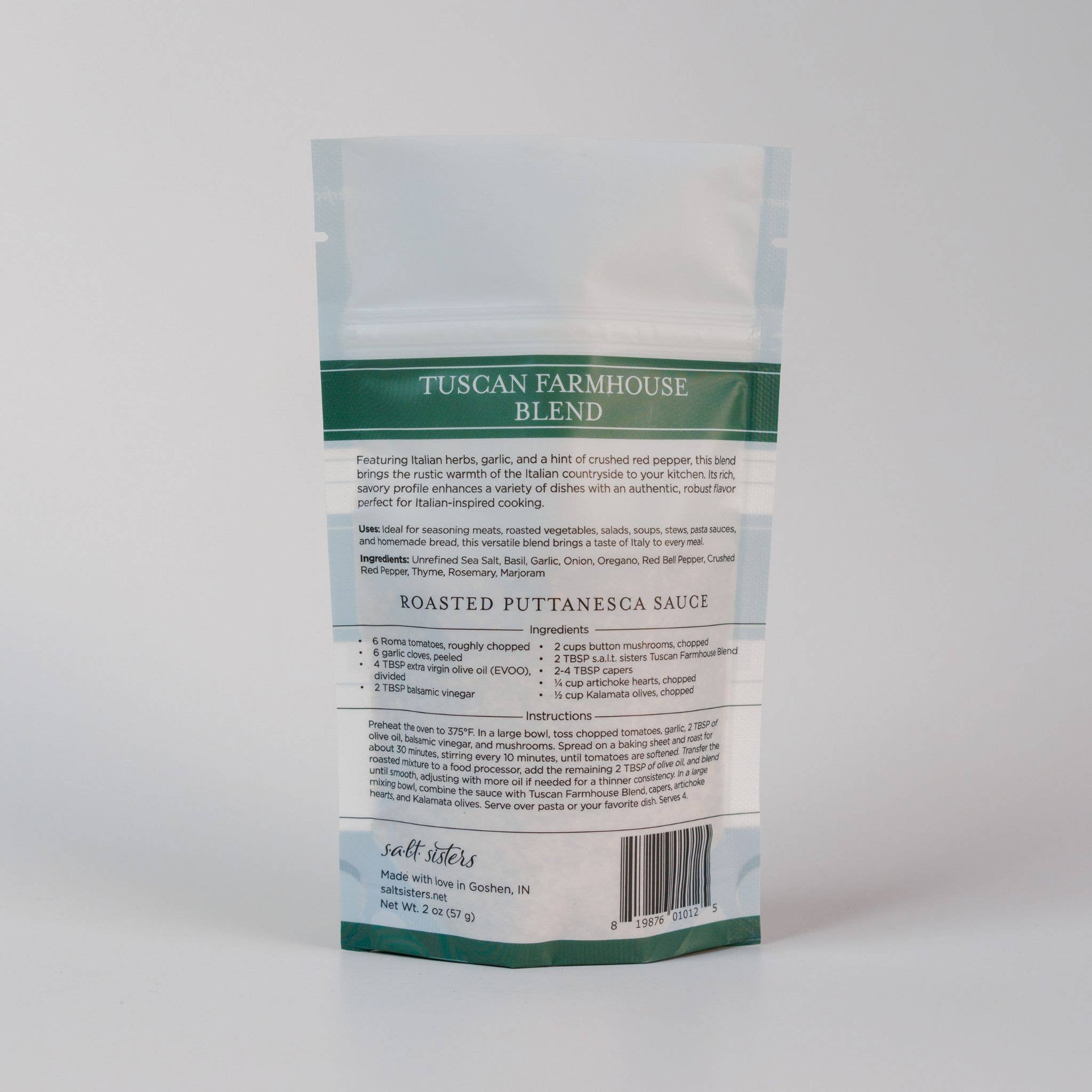 Salt Sisters - Venta al por mayor Mezclas de especias - Mezcla de Hierbas, Especias y Sal - Mezcla de Casa de Campo Toscana - Bolsa de 2 oz1