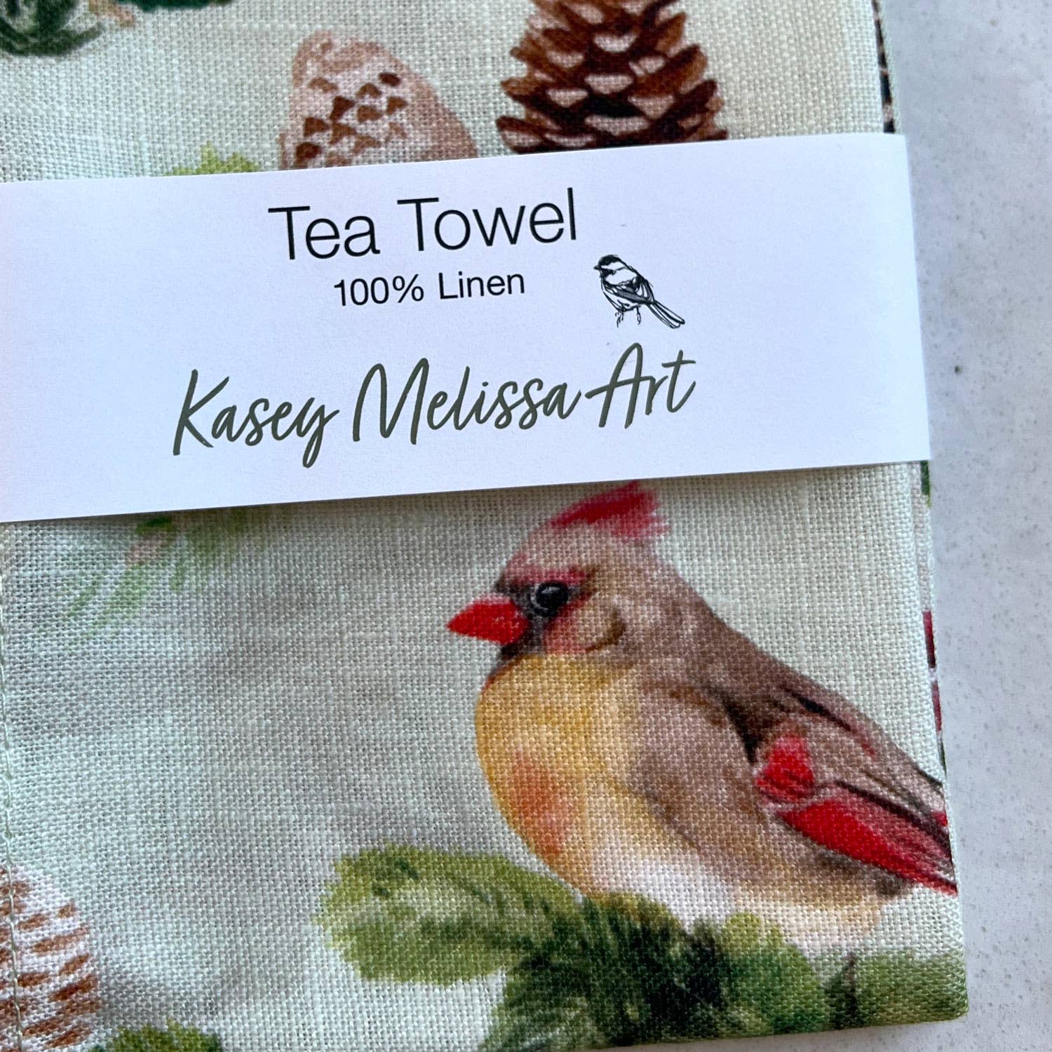 Kasey Melissa Art – Großhandel Geschirrtücher – Kardinal- und Frasier-Tanne - Leinen-Geschirrtuch4